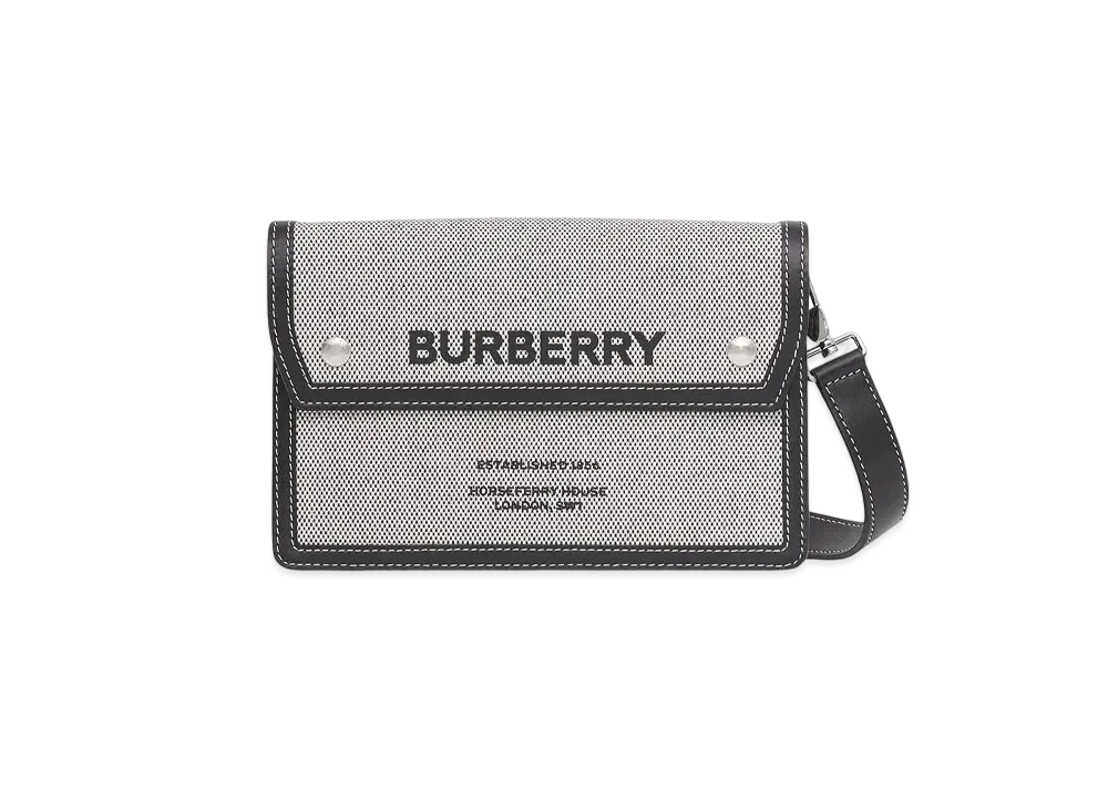 Burberry Horseferry Print Canvas and Leather Crossbody Bag "Black"
