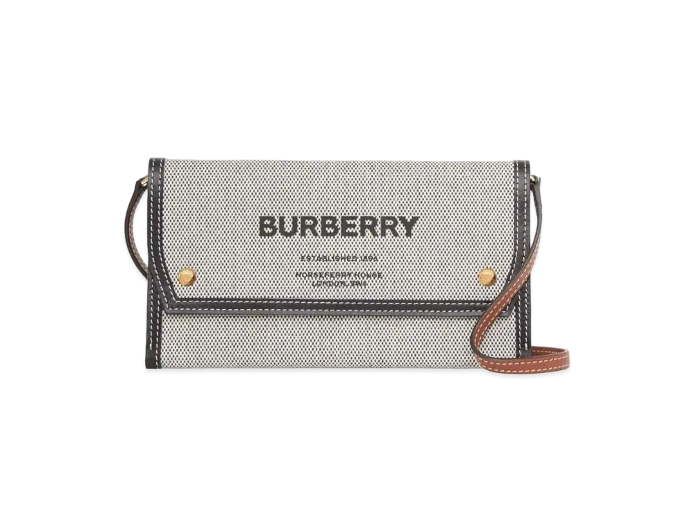 Burberry Horseferry Print Canvas Phone Case with Strap "Black/Tan"