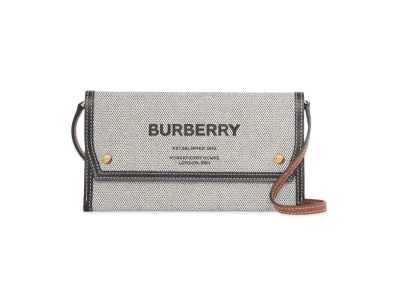 Burberry Horseferry Print Canvas Phone Case with Strap "Black/Tan"