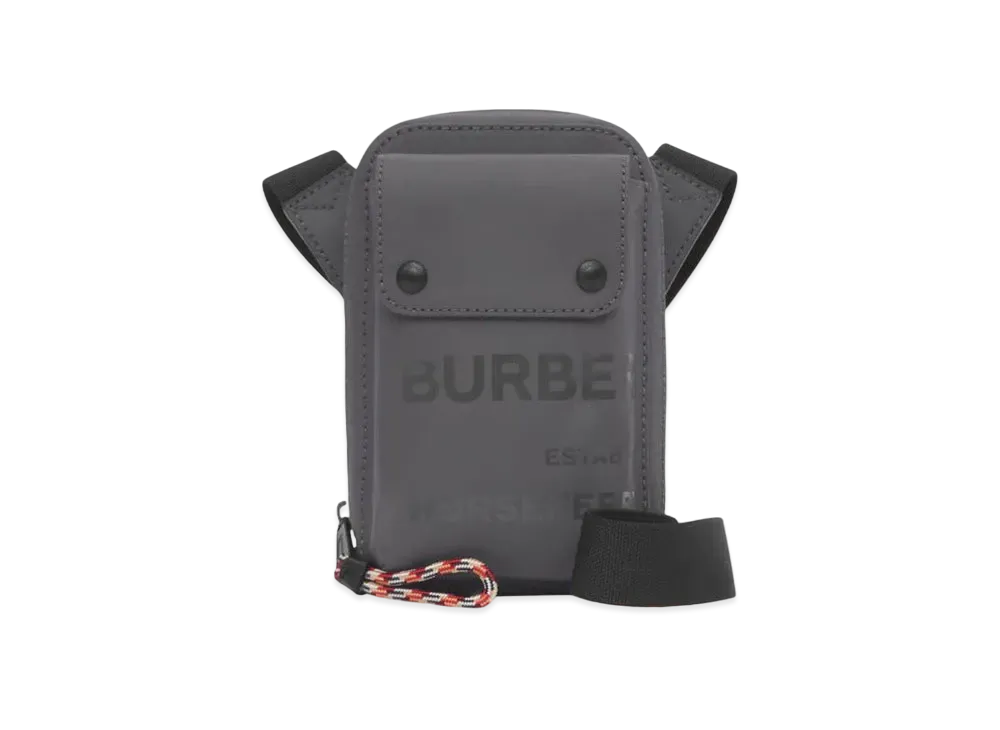 Burberry Horseferry Print Coated Canvas Crossbody Pouch "Sepia Grey"