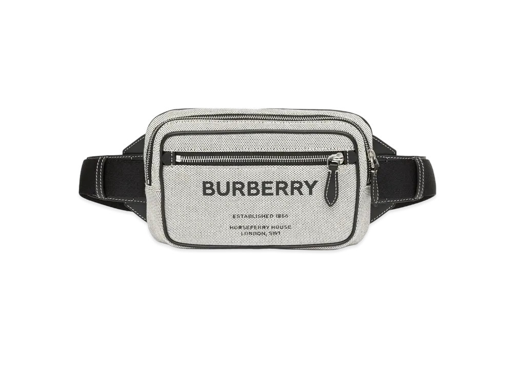 Burberry Horseferry Print Cotton Canvas Bum Bag "Black"