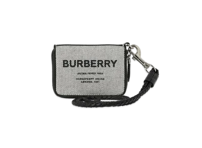 Burberry Horseferry Print Cotton Canvas Card Case Lanyard "Black"