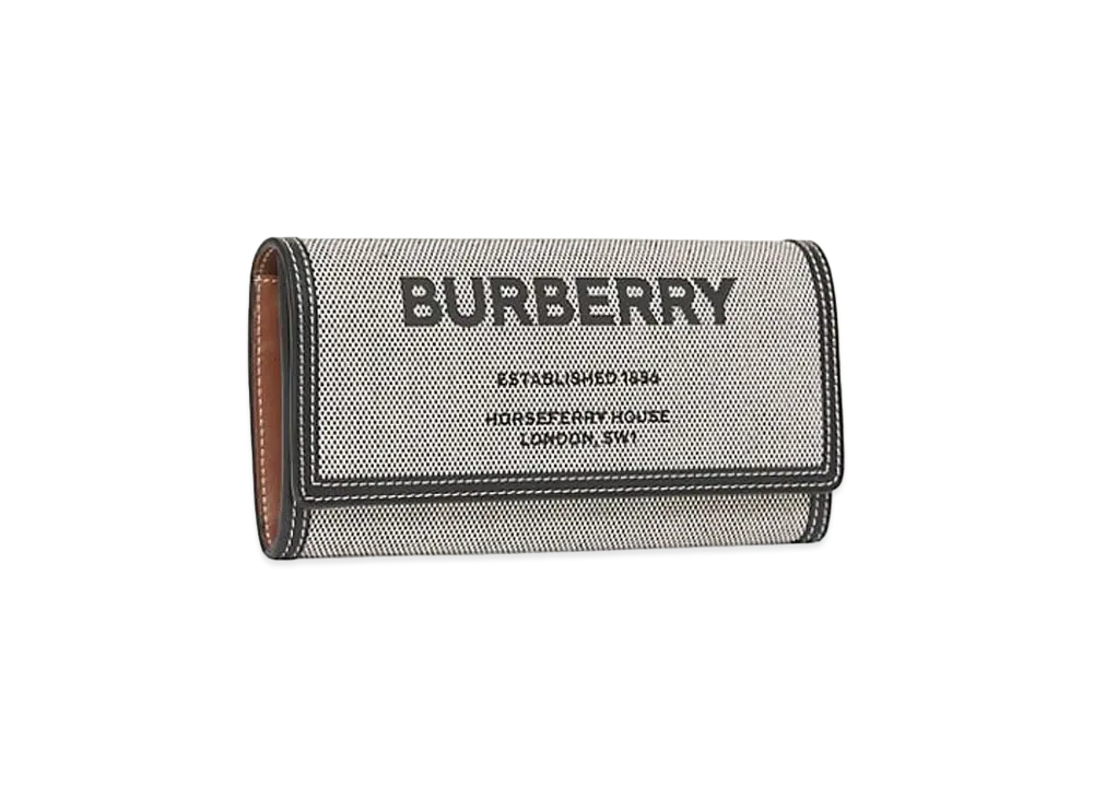 Burberry Horseferry Print Cotton Canvas Continental Wallet "Black/Tan"