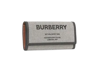 Burberry Horseferry Print Cotton Canvas Continental Wallet "Black/Tan"