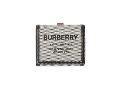 Burberry Horseferry Print Cotton Canvas Folding Wallet "Black/Tan"