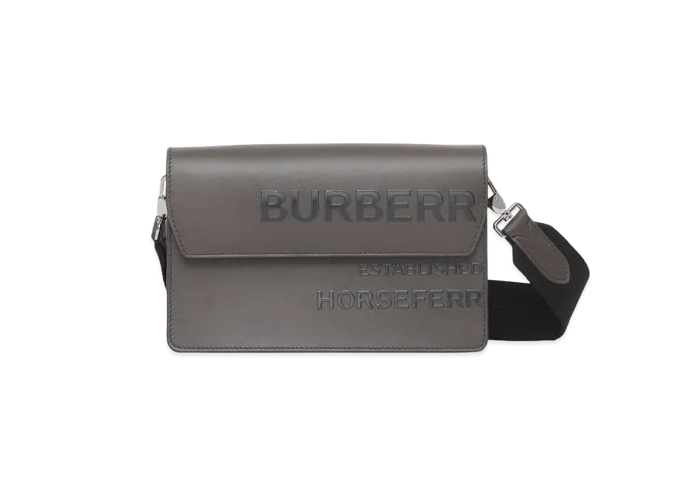 Burberry Horseferry Print Leather Crossbody Bag "Sepia Grey"