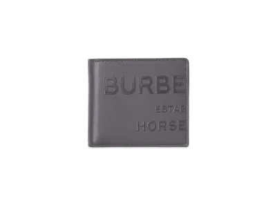 Burberry Horseferry Print Leather International Bifold Wallet "Sepia Grey"