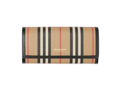 Burberry Icon Stripe E-canvas Continental Wallet "Archive Beige"