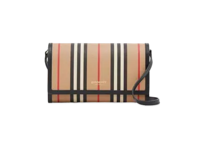 Burberry Icon Stripe E-canvas Wallet with Detachable Strap "Archive Beige"