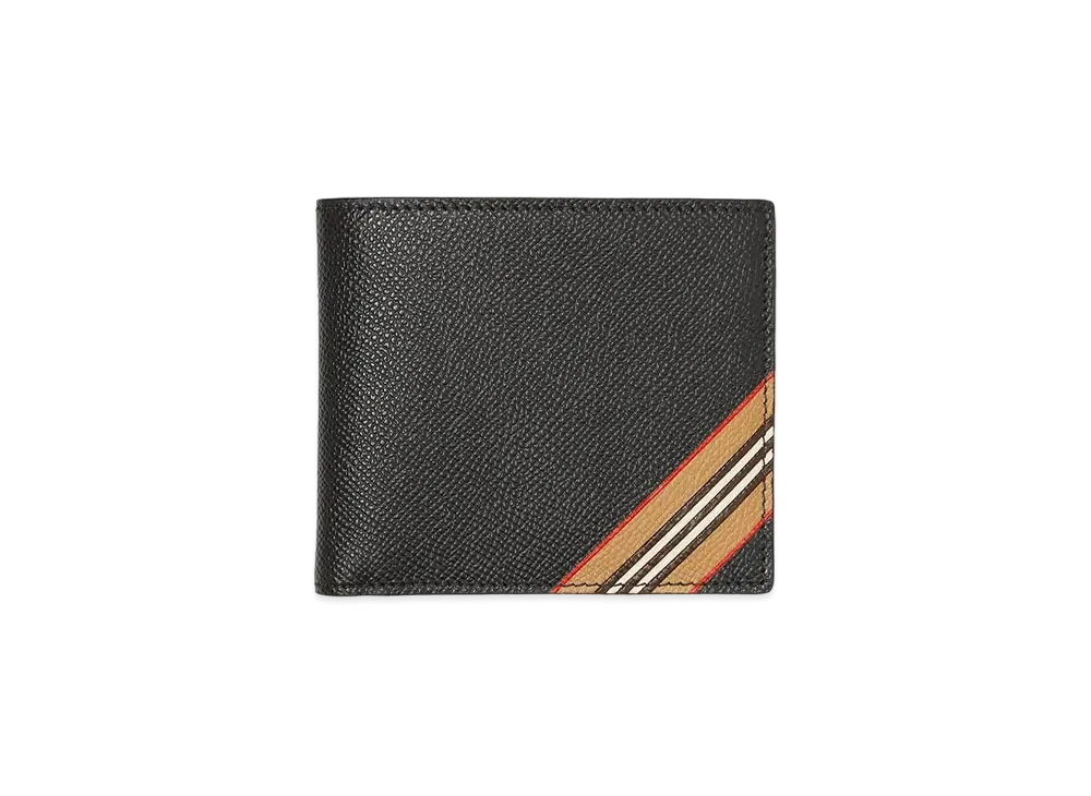 Burberry Icon Stripe Leather International Bifold Coin Wallet "Black"
