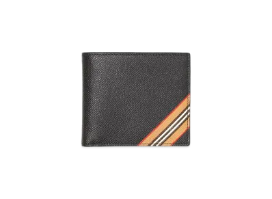 Burberry Icon Stripe Print Leather International Bifold Wallet "Black"