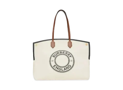 Burberry Large Logo Graphic Cotton Canvas Society Tote "Natural"
