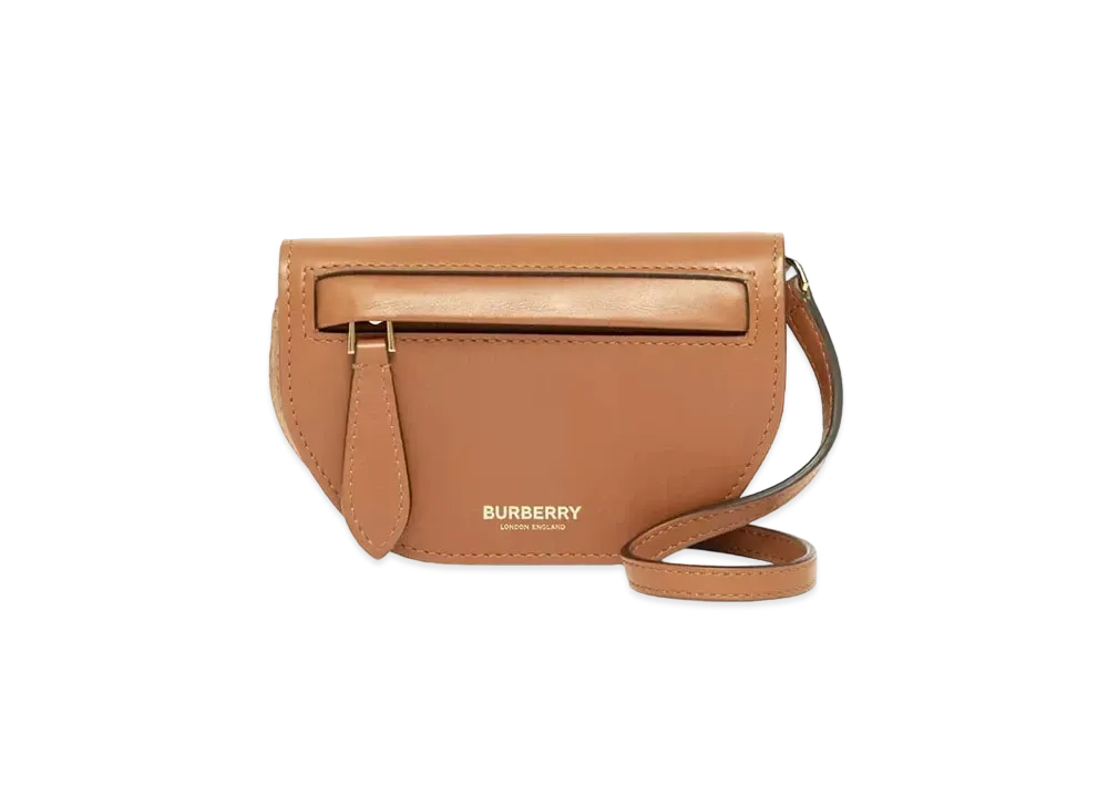 Burberry Leather Olympia Card Case with Detachable Strap "Warm Tan"