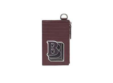 Burberry Letter Graphic Leather Card Case Lanyard "Deep Maroon"