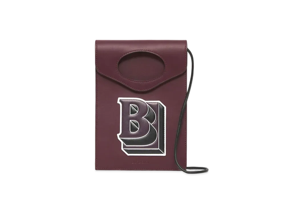 Burberry Letter Graphic Leather Pocket Phone Case "Deep Maroon"