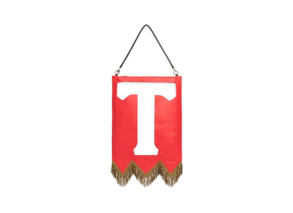 Burberry Letter Motif Lambskin Flag Bag "Bright Red"