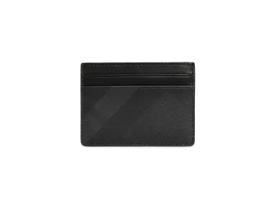 Burberry London Check and Leather Card Case "Dark Charcoal"