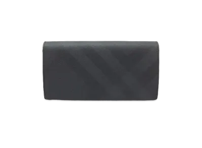 Burberry London Check and Leather Continental Wallet "Dark Charcoal"