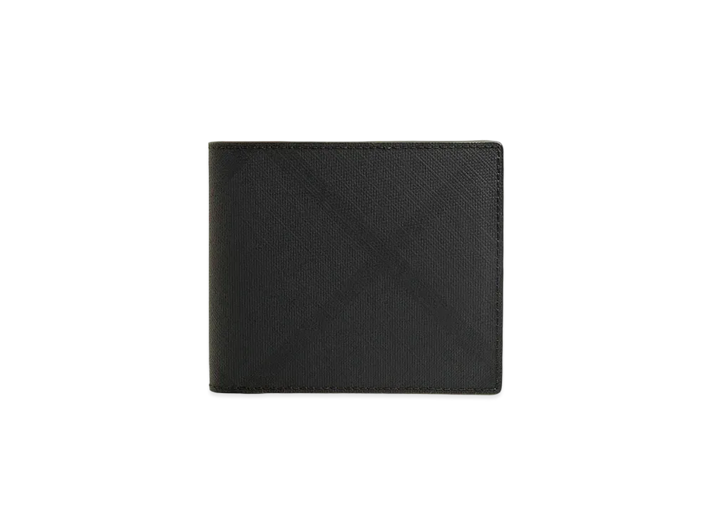 Burberry London Check and Leather International Bifold Wallet "Dark Charcoal"