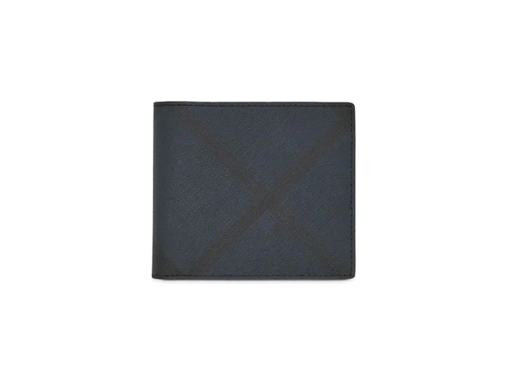Burberry London Check and Leather International Bifold Wallet "Navy"