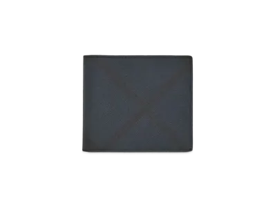 Burberry London Check and Leather International Bifold Wallet "Navy"