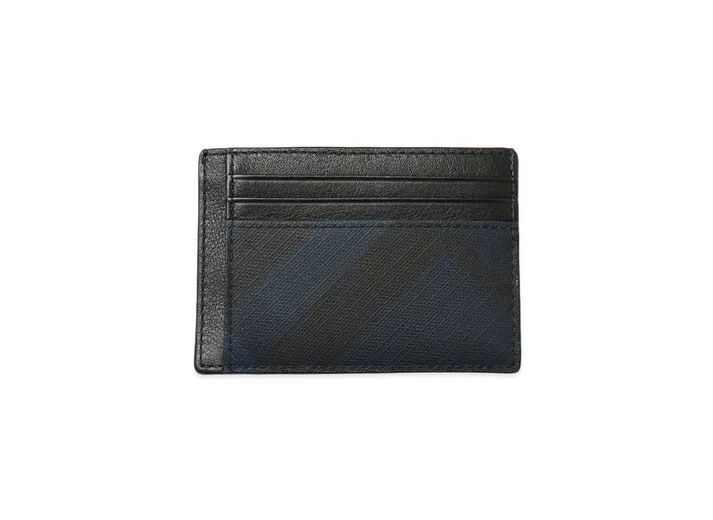 Burberry London Check and Leather Money Clip Card Case "Navy"