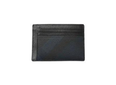 Burberry London Check and Leather Money Clip Card Case "Navy"