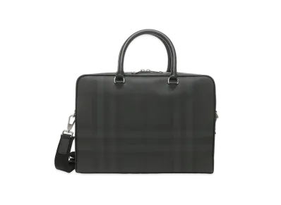 Burberry London Checkleather Briefcase "Dark Charcoal"