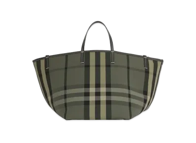 Burberry Medium Check Canvas Beach Tote "Military Green"