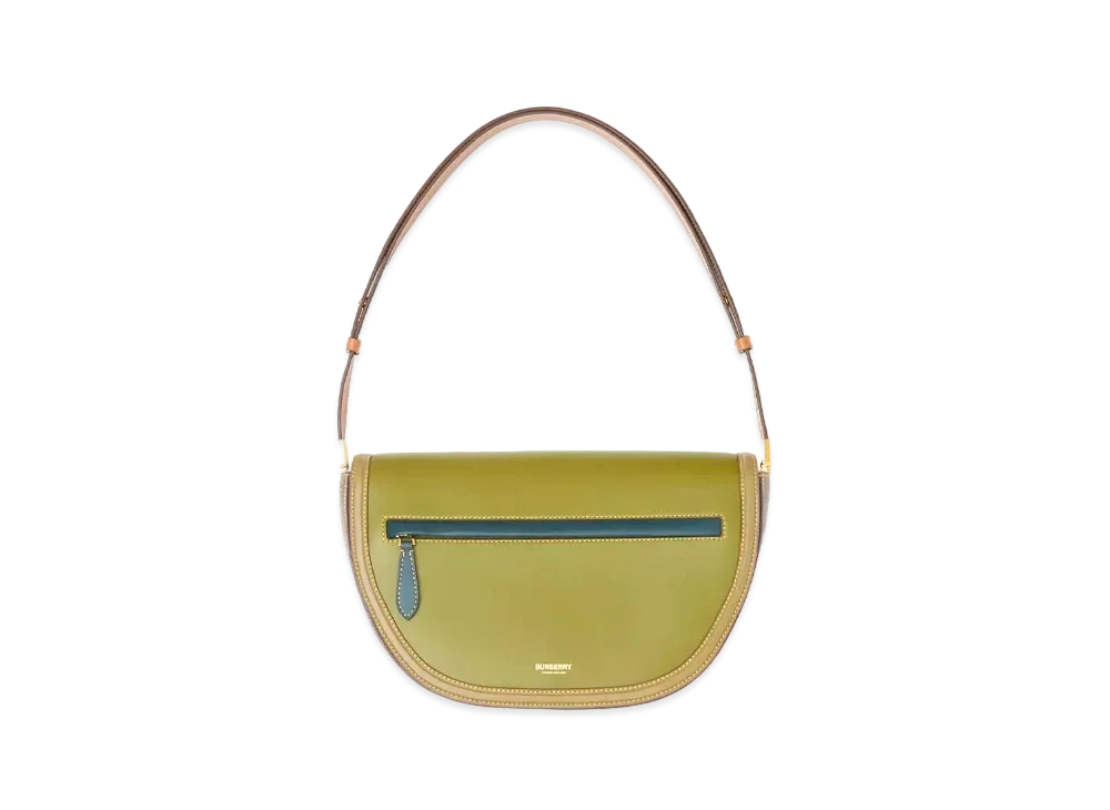 Burberry Medium Colour Block Leather Olympia Bag "Juniper Green"