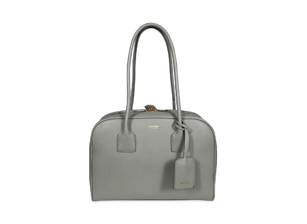 Burberry Medium Leather Half Cube Bag "Cloud Grey"