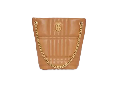 Burberry Medium Quilted Lambskin Lola Bucket Bag "Maple Brown"