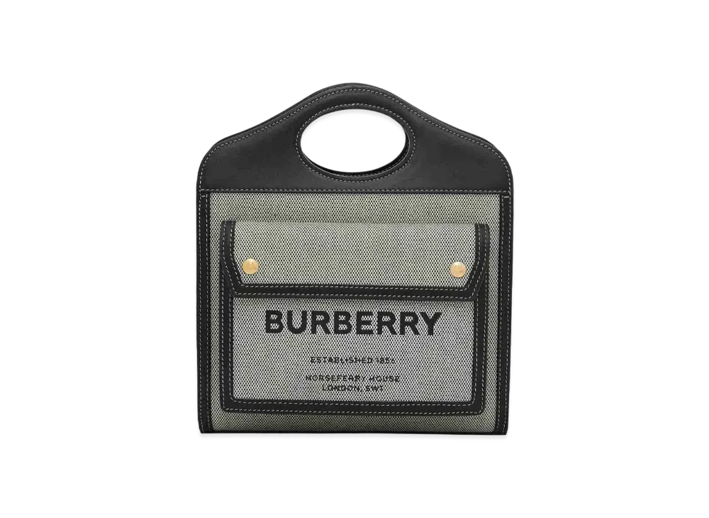 Burberry Medium Two Tone Canvasleather Pocket Bag "Black/Tan"
