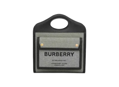 Burberry Medium Two Tone Canvasleather Pocket Bag "Black/Tan"