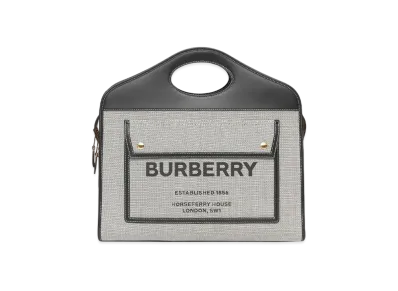Burberry Medium Two Tone Canvasleather Pocket Tote "Black"