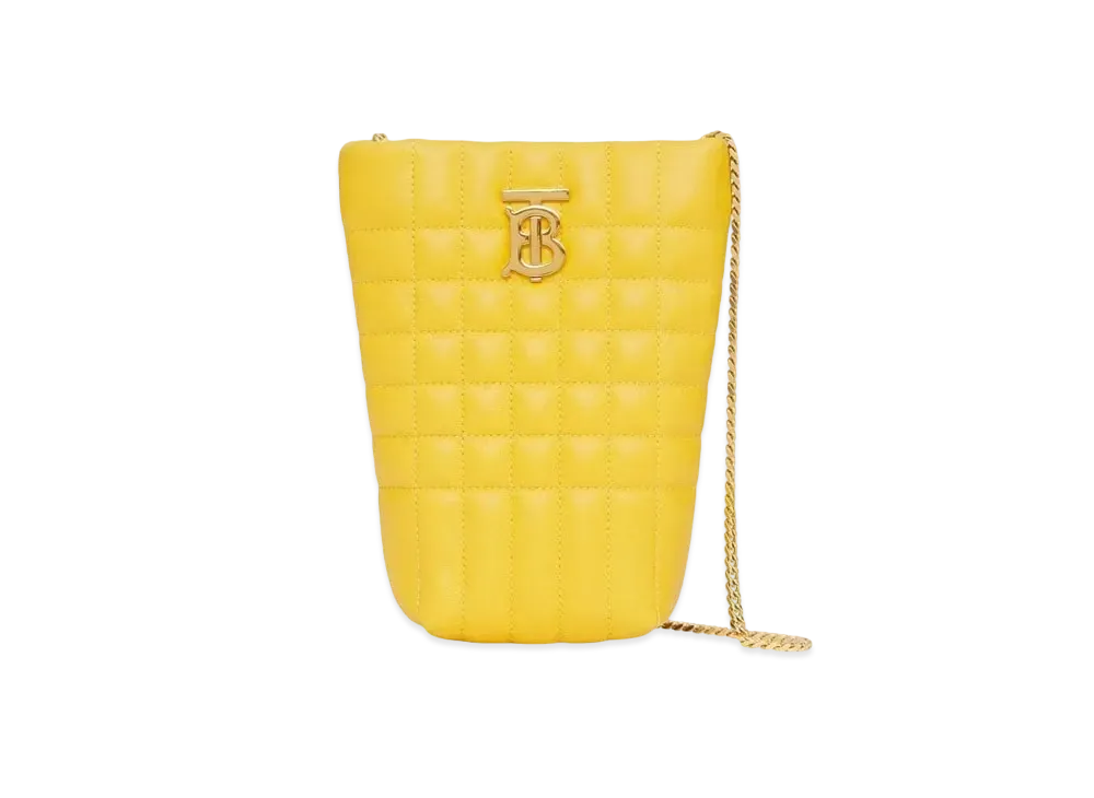Burberry Micro Quilted Lambskin Lola Bucket Bag "Deep Saffron"
