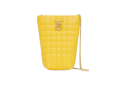 Burberry Micro Quilted Lambskin Lola Bucket Bag "Deep Saffron"