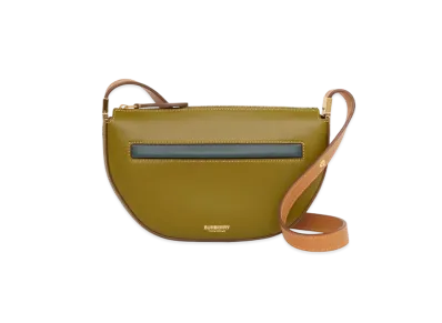Burberry Mini Colour Block Leather Zip Olympia Bag "Juniper Green"