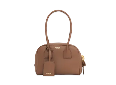 BURBERRY Mini Leather Half Cube Bag "Dark Birch Brown"