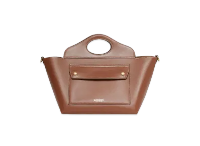 Burberry Mini Leather Soft Pocket Tote "Tan"