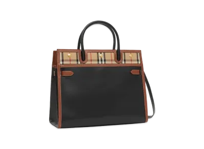 Burberry Mini Leather Two Handle Title Bag "Black"