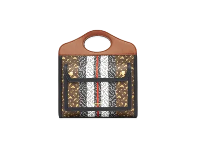 Burberry Mini Monogram Stripe E Canvas Pocket Bag "Bridle Brown"