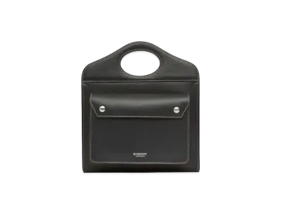 Burberry Mini Topstitched Leather Pocket Bag "Black"