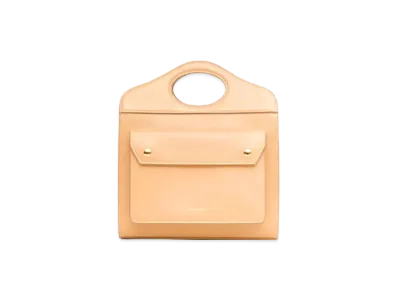 Burberry Mini Topstitched Leather Pocket Bag "Warm Sand"