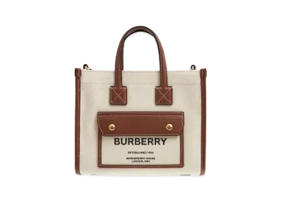 Burberry Mini Two Tone Canvasleather Freya Bag "Natural/Tan"