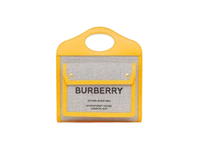 Burberry Mini Two Tone Canvasleather Pocket Bag "Black/Deep Saffron"