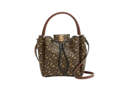 Burberry Monogram E Canvas Bucket Bag "Bridle Brown"
