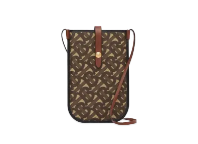 Burberry Monogram E-canvas Anne Phone Case with Strap "Bridle Brown"