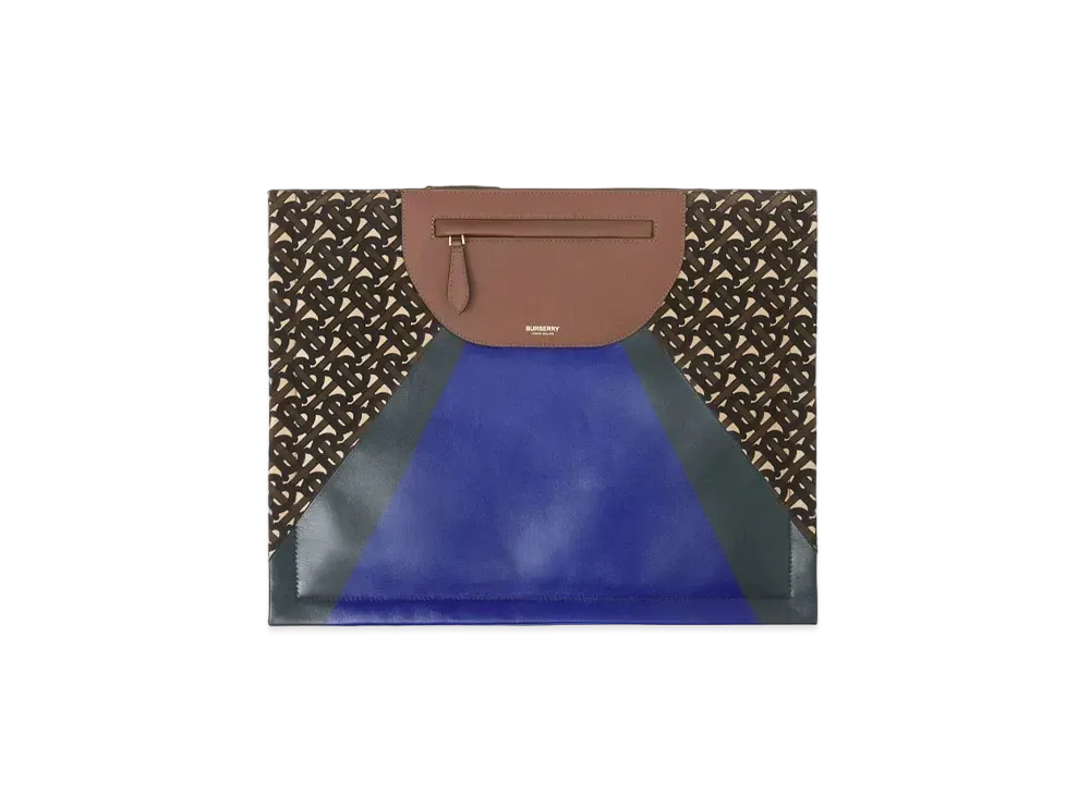 Burberry Monogram Intarsia Leather Olympia Scarf Clutch "Multicolour"