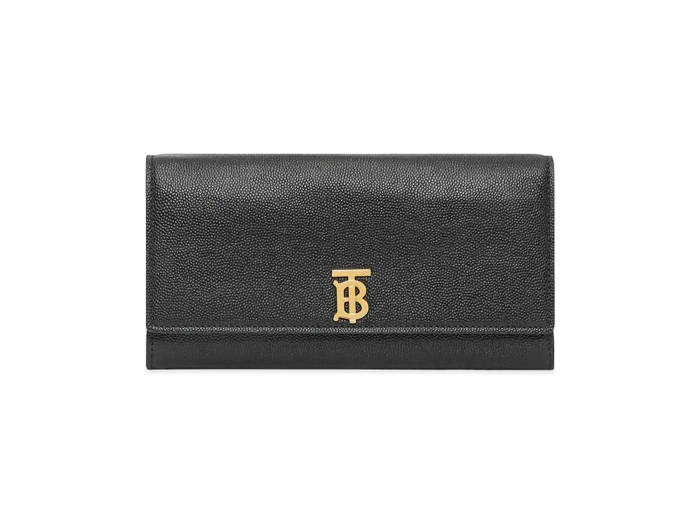 Burberry Monogram Motif Grainy Leather Continental Wallet "Black"